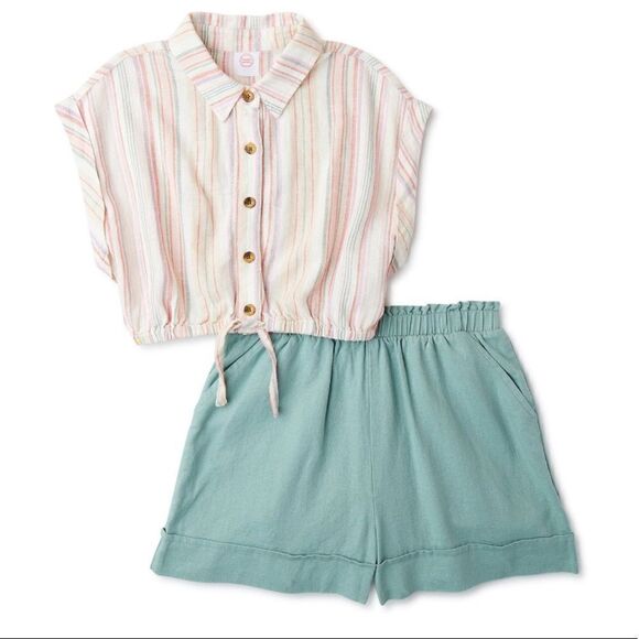 Girls Two-Piece Shorts and Shirt Set Size XS - Picture 1 of 4